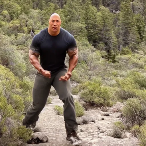 Image similar to dwayne the rock Johnson dancing trail cam