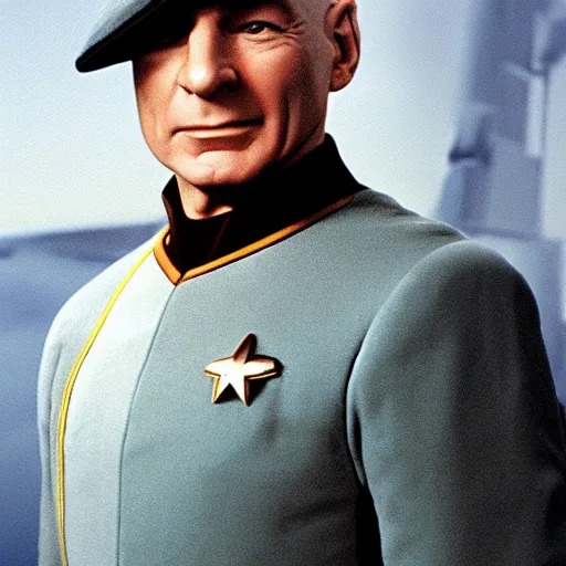 Image similar to captain jean luc picard of the U.S.S. Enterprise
