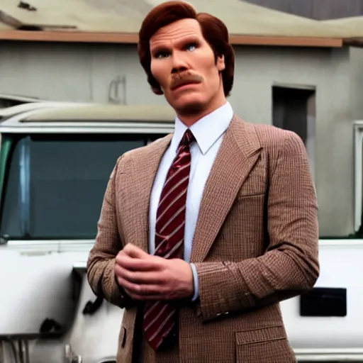 Image similar to Live Action Still of Jerma985 in Anchorman: The Legend of Ron Burgundy, real life, hyperrealistic, ultra realistic, realistic, highly detailed, epic, HD quality, 8k resolution, body and headshot, film still