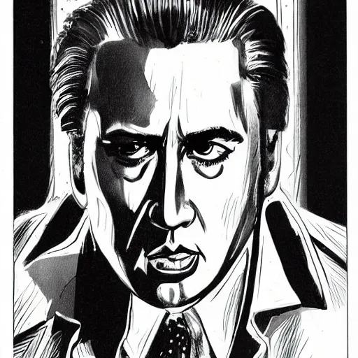 Prompt: illustration of nic cage by jack kirby, comic book cover