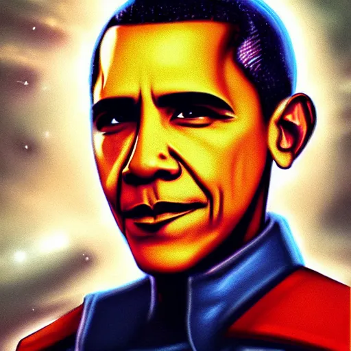 Prompt: Obama Captain of the starship enterprise, by Ross Tran