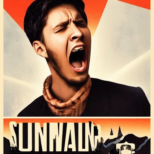 Prompt: a young man screaming movie poster