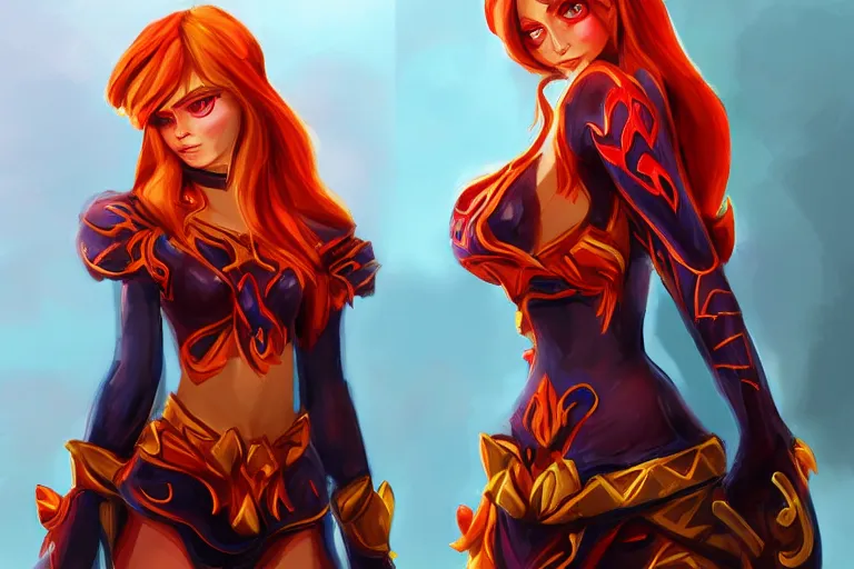 Image similar to Lina, Dota 2, trending on art station, fantasy,