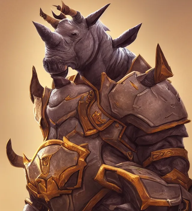 Prompt: “a well rendered anthropomorphic chibi sized rhinoceros portrait, front facing, facing the camera, world of Warcraft armor, subject in the center of the frame, rule of thirds, golden ratio, elegant, digital painting, octane 4k render, zbrush, hyperrealistic, artstation, concept art, smooth, sharp focus, illustration from World of Warcraft by Pixar and Disney and Justin Gerard”