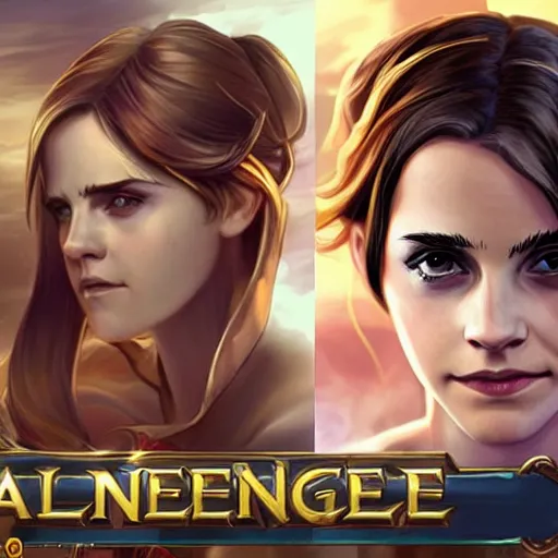 Image similar to emma watson as a character in the game league of legends, with a background based on the game league of legends, detailed face