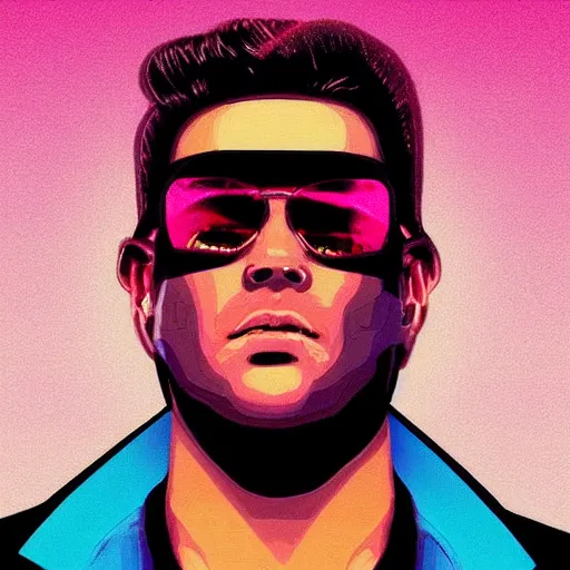 Prompt: a very beautiful synthwave profile picture