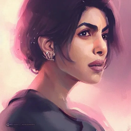 Image similar to “ portrait of priyanka chopra by greg rutkowski, young, attractive, highly detailed portrait, scifi, digital painting, artstation, concept art, smooth, sharp foccus ilustration, artstation hq ”