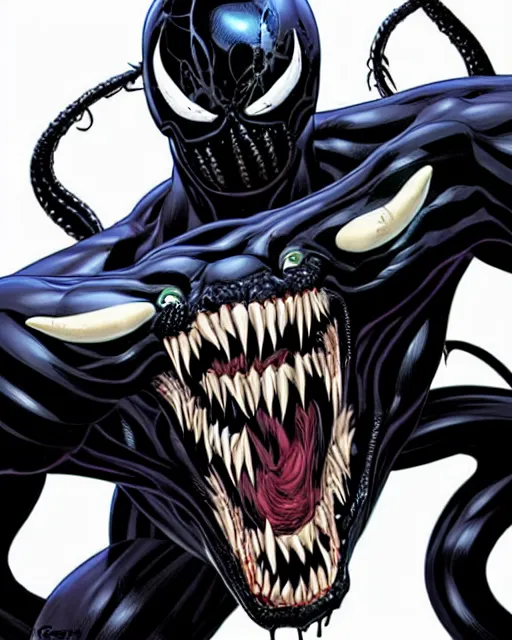 Image similar to a portrait of Venom by Javier Garron, Gerardo Sandoval and Clayton Crain