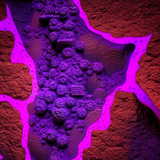 Image similar to 3D statue!!!, purple shattered paint!, glowing lava!!!, conglomerate!, slush!!, organized!, abstract!, black backdrop!, 4k!, award-winning photo!!!!