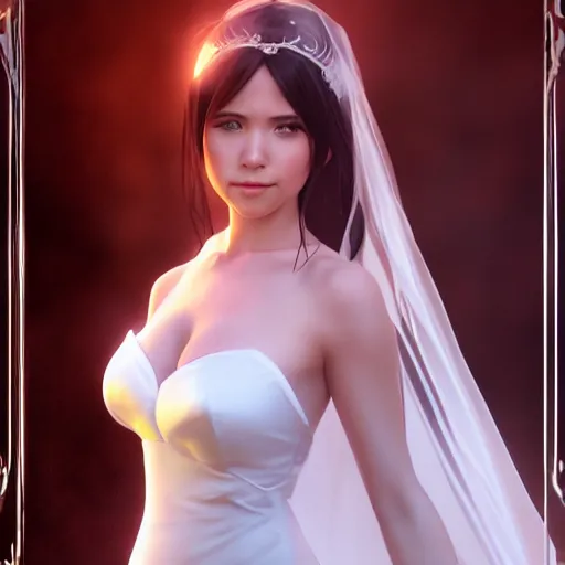 Image similar to rinoa heartilly in a wedding dress, cg animation, riot entertainment, arcane, realistic, character select portrait, by artgerm, greg rutkowski, alphonse mucha, 3 d