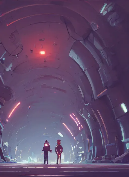 Image similar to underground futuristic tunnel, nuclear powered, detailed, futuristic, cory loftis, james gilleard, atey ghailan, makoto shinkai, goro fujita, studio ghibli, rim light, exquisite lighting, clear focus, very coherent, plain background