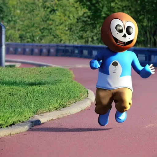 Prompt: Sans from Undertale winning a marathon, Sans from Undertale running in a marathon, dynamic pose, associated press photo, award winning photograph, dynamic pose, 8k, award-winning, sharp focus