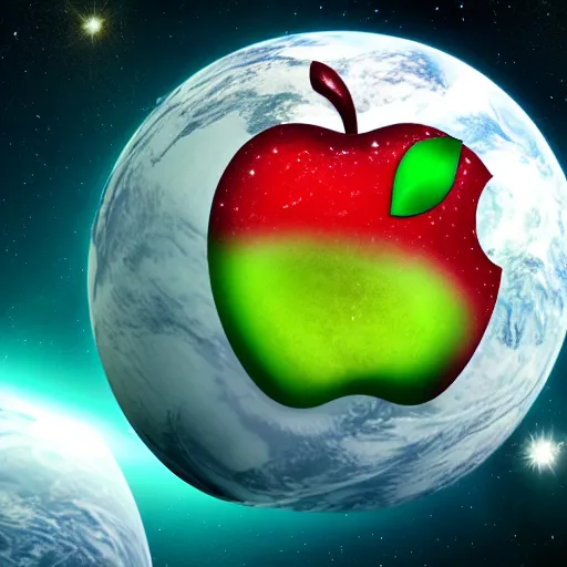 Prompt: world is an apple in space