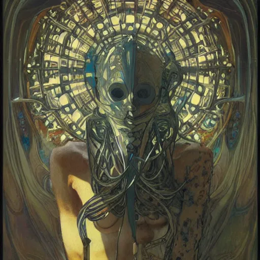 Prompt: nanoparticles, by james jean, greg rutkowski, giger, alphonse mucha, andrew wyeth