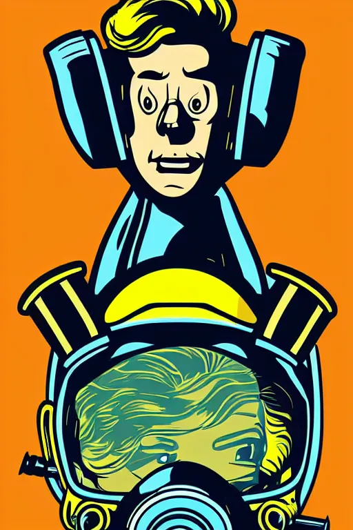 Image similar to fallout 7 6 retro futurist illustration art by butcher billy, sticker, colorful, illustration, highly detailed, simple, smooth and clean vector curves, no jagged lines, vector art, smooth andy warhol style