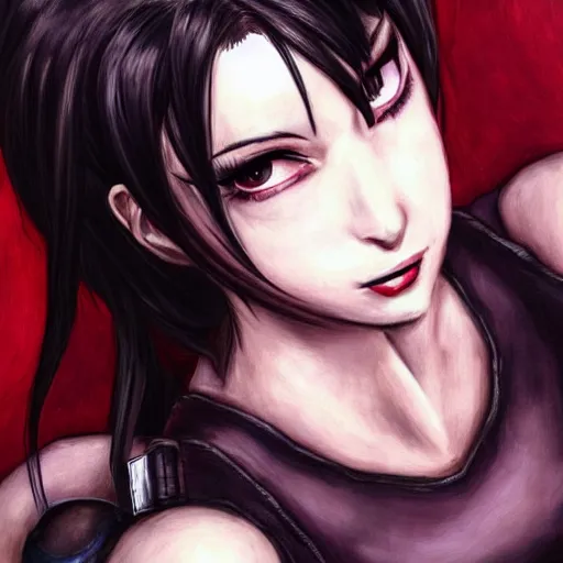 Prompt: high quality art of tifa lockhart with heavy makeup, trending on artstartion