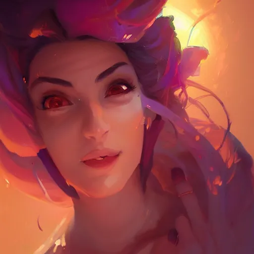 Image similar to portrait of a beautiful woman, maya ali mage, gloomhaven, dynamic lighting, gaudy colors, octane render aesthetic, matte painting concept art, official fanart behance hd artstation by jesper ejsing, by rhads and makoto shinkai and lois van baarle and ilya kuvshinov and rossdraws