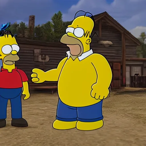 Image similar to homer simpson in red dead redemption 2