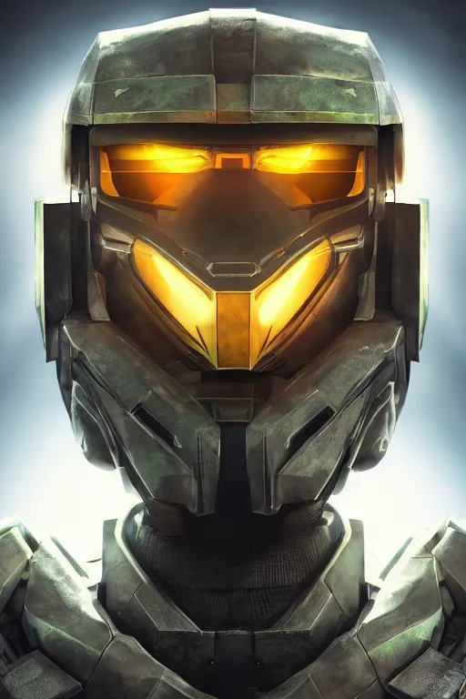 Image similar to robot ninja mask helmet halo master chief radiating a glowing aura global illumination ray tracing hdr fanart arstation by ian pesty and katarzyna da „ bek - chmiel