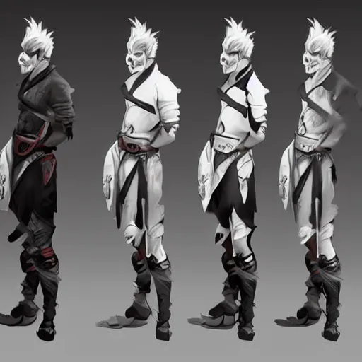 Prompt: character concept art of a male hero with two katanas by Ozan Pulat and Xiaochen Guo, white hair, young man, trending on artstation 4k, unreal engine,