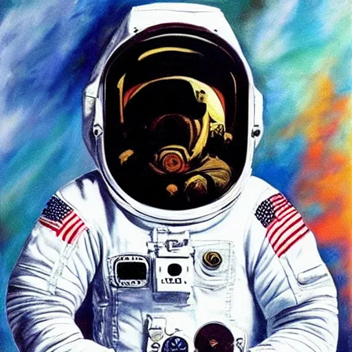 Image similar to astronaut painting in the style of davinci