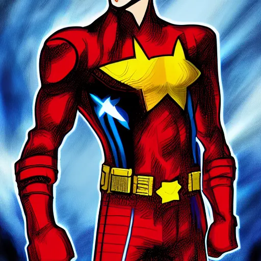 Image similar to Captain Spain, the new marvel hero. Digital art