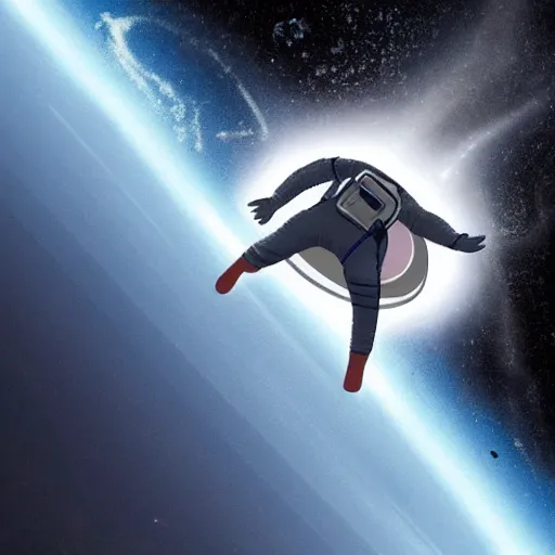 Image similar to astronaut falling into a black hole