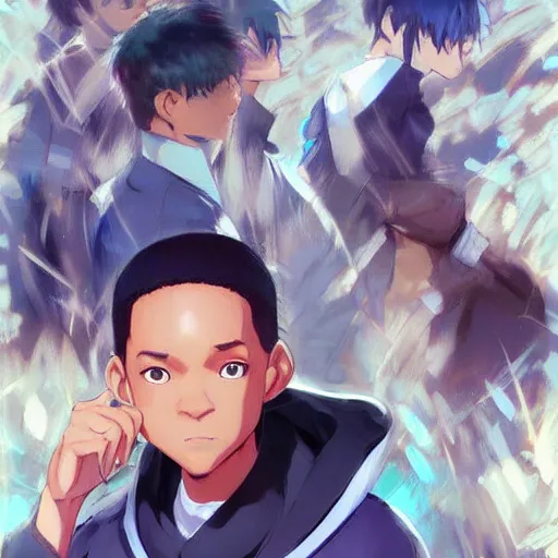 Image similar to will smith anime style, artwork by cushart, krenz, studio ghibli