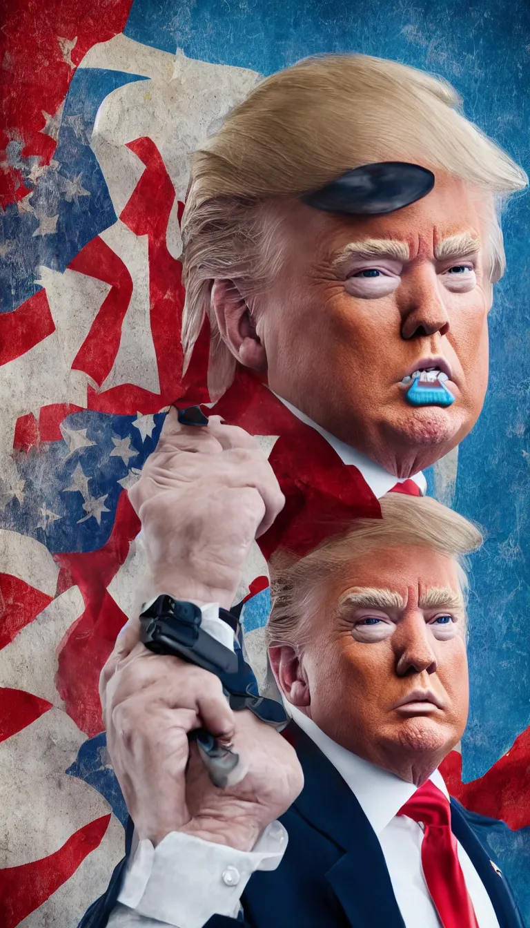 Image similar to vogue photoshoot portrait octane render of civil war leader donald trump with white background, focus bright colorful pastel exotic vintage boutique hotel lounge, very short depth of field, bokeh