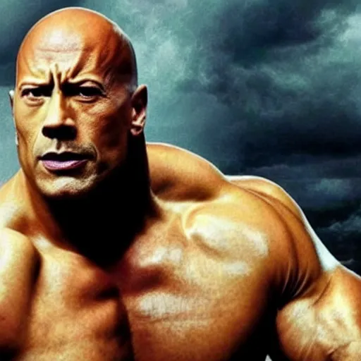 Image similar to an fusion of dwayne johnson and bruce willis face