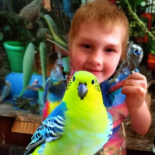 Prompt: the happiest budgie ever