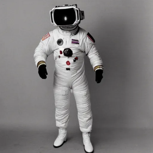 Image similar to A photo of 1980s VR spacesuit designed by US Army, Polaroid photo found in the attic