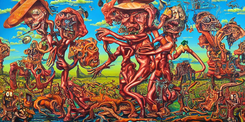 Prompt: refined oil painting lowbrow pop surreal masterpiece in the style of robert williams,