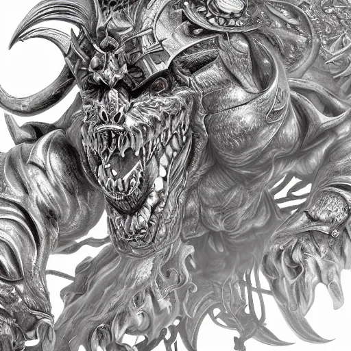 Image similar to Behemoth, detailed silver artwork, epic artwork, close up, trending on Artstation