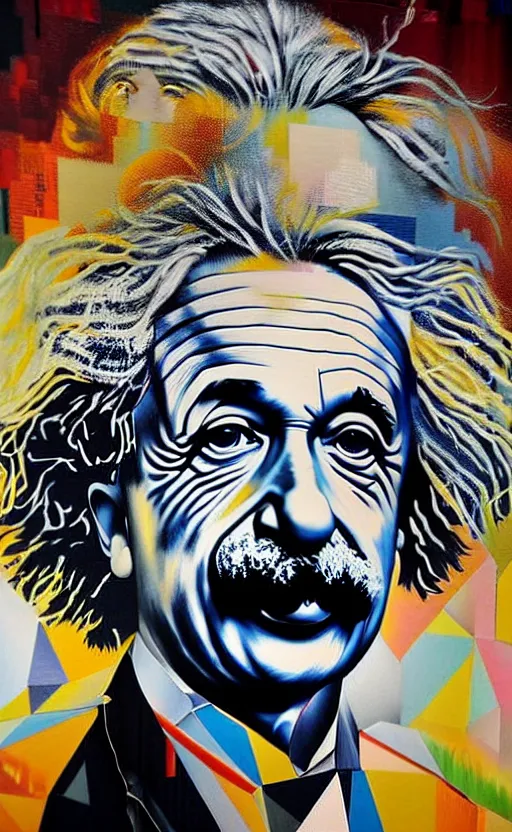 Image similar to a portrait of albert einstein and his equation, by sandra chevrier