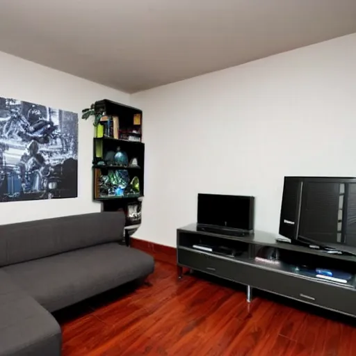 Prompt: a well furnished apartment for gamer