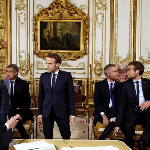 Image similar to Emmanuel Macron lost in the backrooms