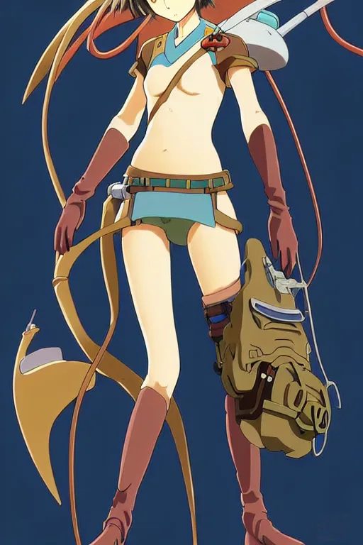 Image similar to anime art full body portrait character nausicaa by hayao miyazaki concept art, anime key visual of elegant young female, short brown hair and large eyes, finely detailed perfect face delicate features directed gaze, valley of the wind and mountains background, trending on pixiv fanbox, studio ghibli, extremely high quality artwork by kushart krenz cute sparkling eyes