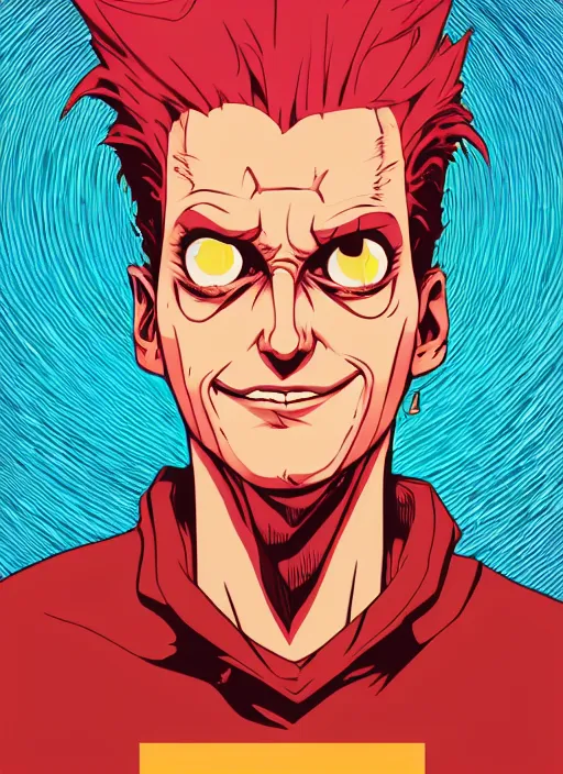 Image similar to delirium face portrait of hisoka by petros afshar, tom whalen, laurie greasley