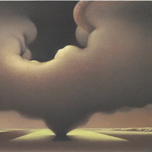 Image similar to cannon firing by Zdzisław Beksiński, oil on canvas