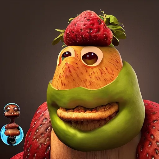 Image similar to giuseppe arcimboldo, potato head, fruit monster, unreal engine, new scifi movie