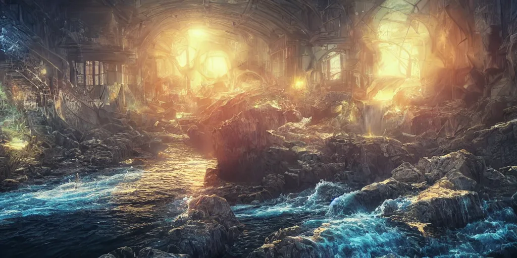 Image similar to no, no, we are not satisfied, and we will not be satisfied until justice rolls down like waters, and righteousness like a mighty stream. ultrafine highly detailed hyper colorful illustration, sharp focus, final fantasy, unreal engine highly rendered, global illumination, radiant light, intricate and detailed environment