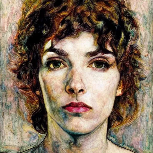Image similar to realistic beautiful highly detailed portrait of ramona flowers, photorealistic, mecha, angel, egon schiele, john mcneill whistler, john singer sargent, epic, stunning