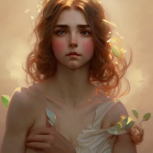 Image similar to beautiful natural McKenna Grace, intricate, elegant, highly detailed, digital painting, artstation, concept art, smooth, sharp focus, illustration, art by artgerm and greg rutkowski and alphonse mucha and loish and WLOP