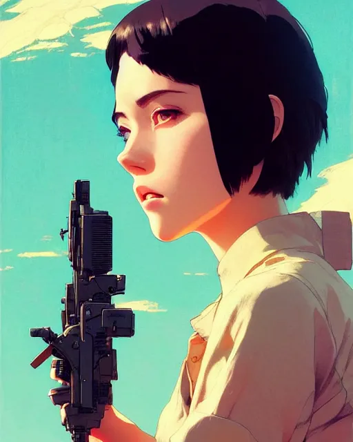 Prompt: a girl with short hair blowing in the wind | | fine detail!! anime!! realistic shaded lighting!! poster by ilya kuvshinov katsuhiro otomo ghost - in - the - shell, magali villeneuve, artgerm, jeremy lipkin and michael garmash and rob rey