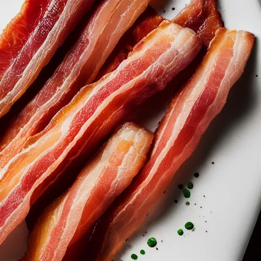 Prompt: high resolution photo of bacon, michelin star, very tasty, food photography, instagram, trending