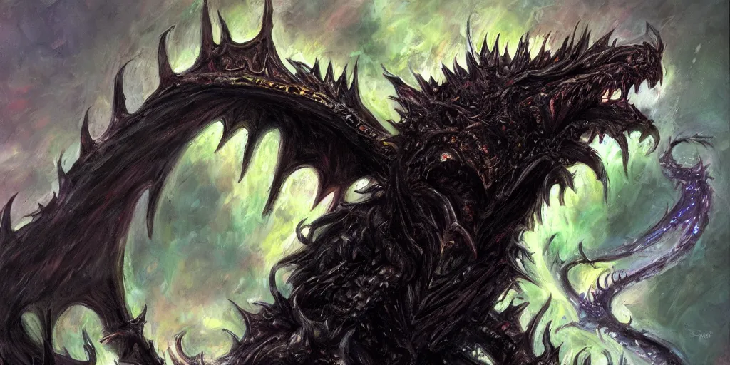 Image similar to Portrait of a terrible black dragon by Samwise Didier