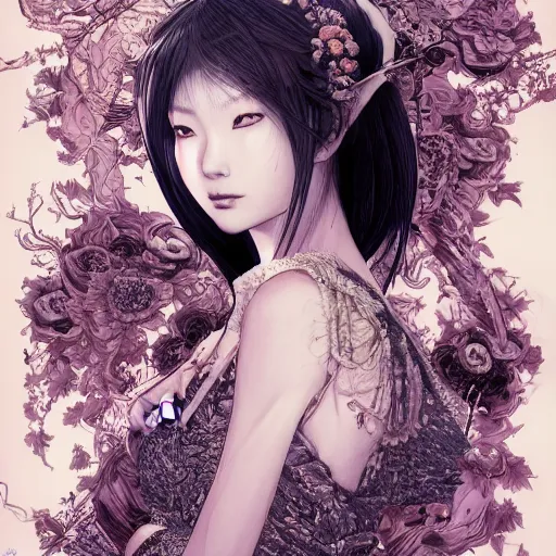 Prompt: the portrait of the japanese beauty evil alignment personified as an absurdly beautiful, graceful, elegant, sophisticated, young woman, an ultrafine hyperdetailed illustration by kim jung gi, irakli nadar, intricate linework, bright colors, octopath traveler, final fantasy, unreal engine 5 highly rendered, global illumination, radiant light, detailed and intricate environment