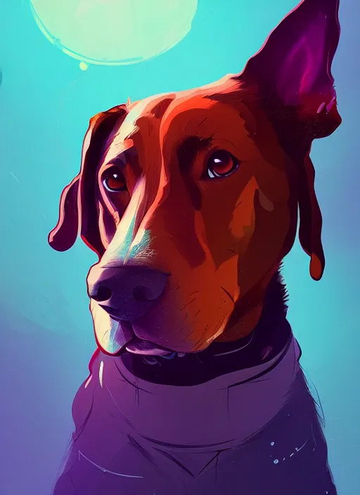 Prompt: a portrait of a dog by petros afshar and james gilleard and alena aenami, 4 k, trending on artstation, wallpaper, cute dog