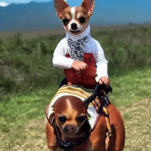 Image similar to chihuahua riding on a horse